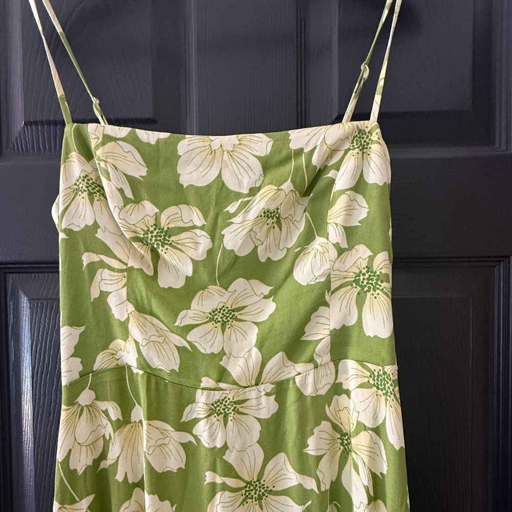 Reformation Monette NWT Green Floral Midi Dress Lovebird Size 8 - Picture 11 of 15